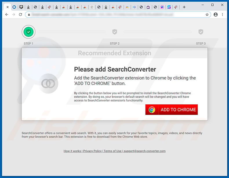 SearchConverter browser hijacker-promoting website 