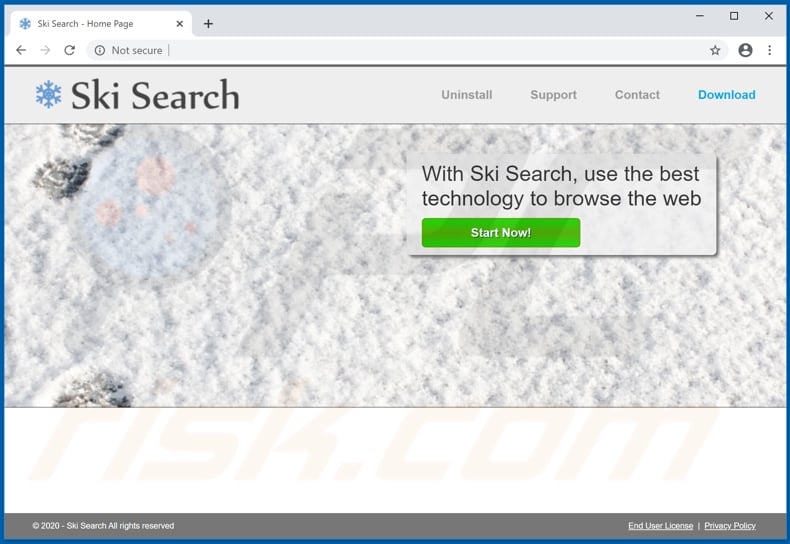 Website used to promote Ski Search adware