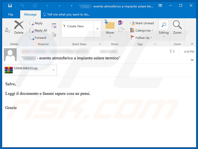 Spam email used to spread Qakbot trojan