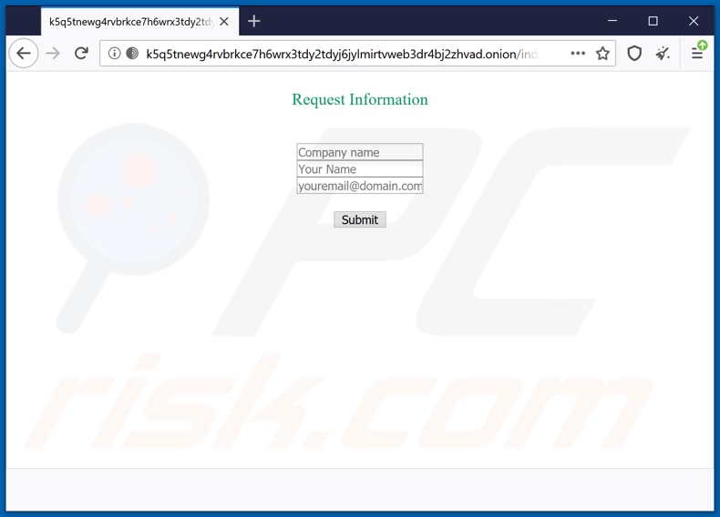 Sz40 ransomware website (Tor network)