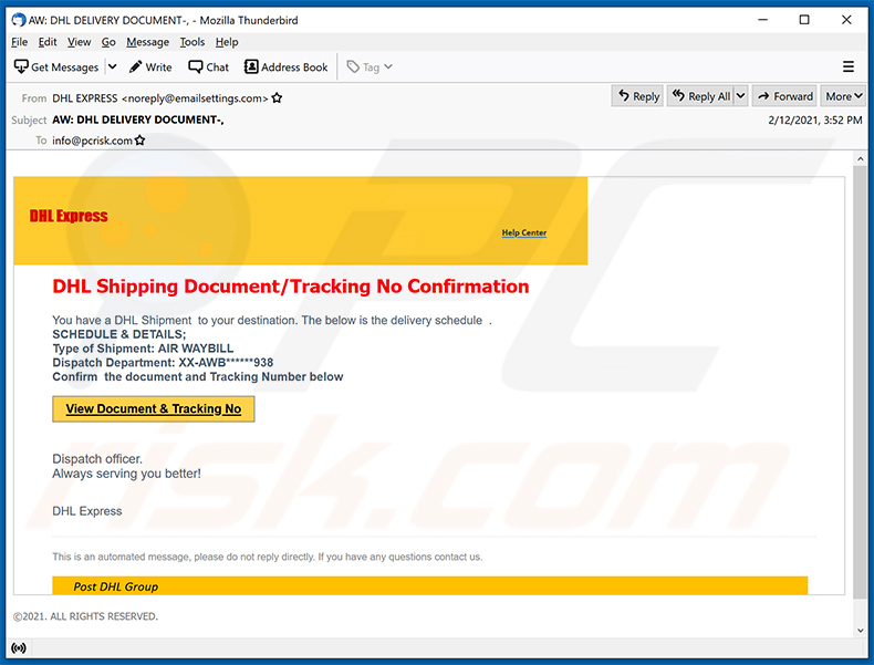 DHL Express spam email (2021-02-15)