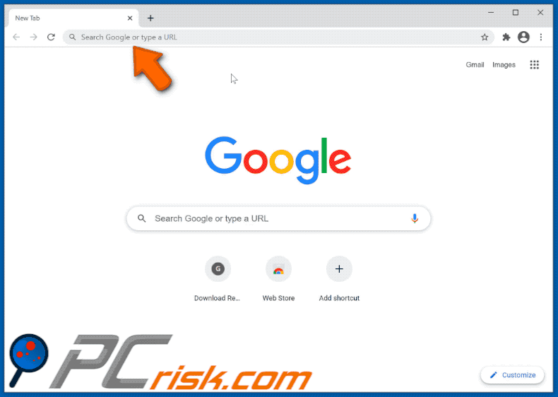 Appearance of Img downloadit browser hijacker promoting websearches.club (GIF)