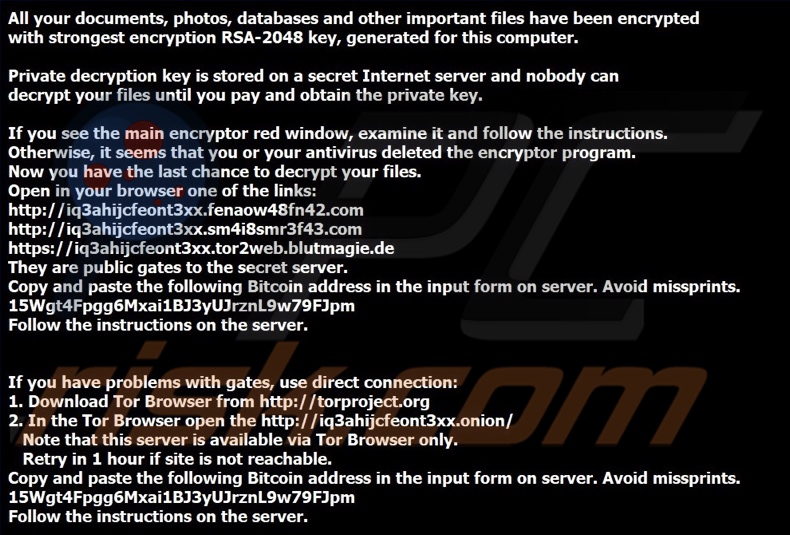 Exx ransomware wallpaper (HELP_RESTORE_FILES.bmp)