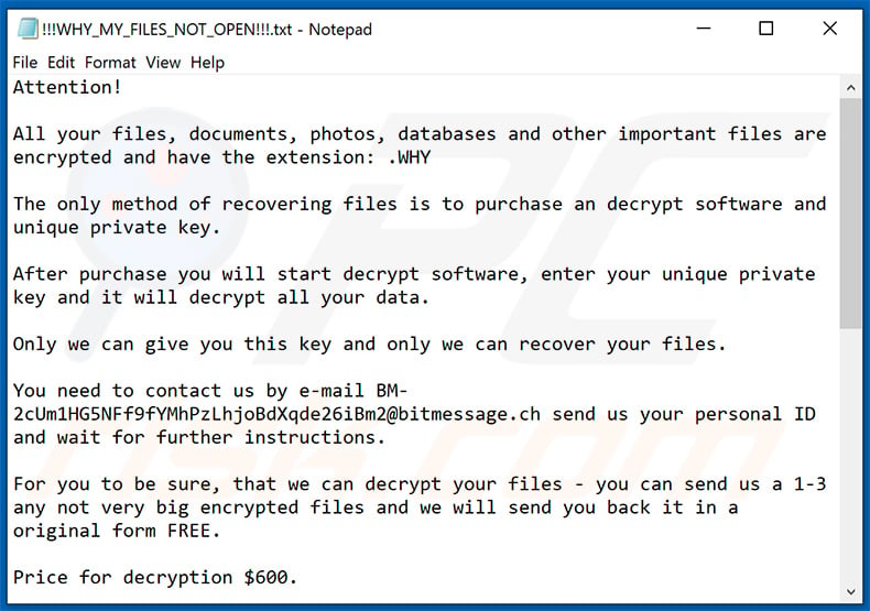 WHY decrypt instructions (!!!WHY_MY_FILES_NOT_OPEN!!!.txt)