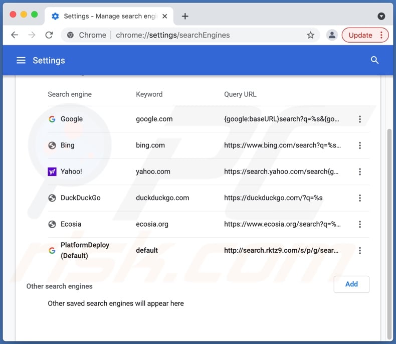 PlatformDeploy browser hijacker installed onto Google Chrome