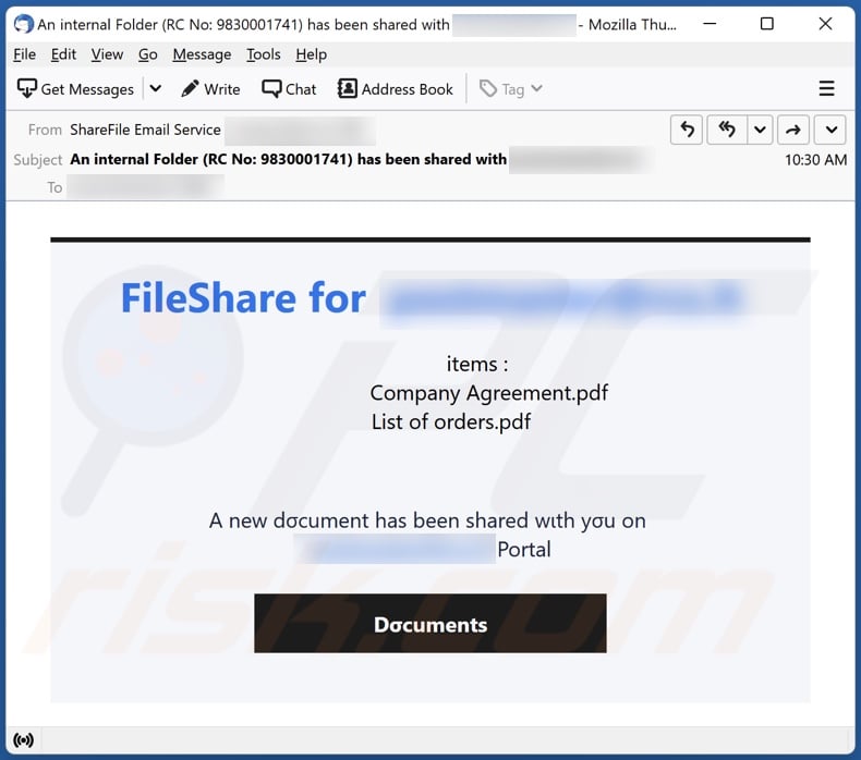 FileShare email spam campaign