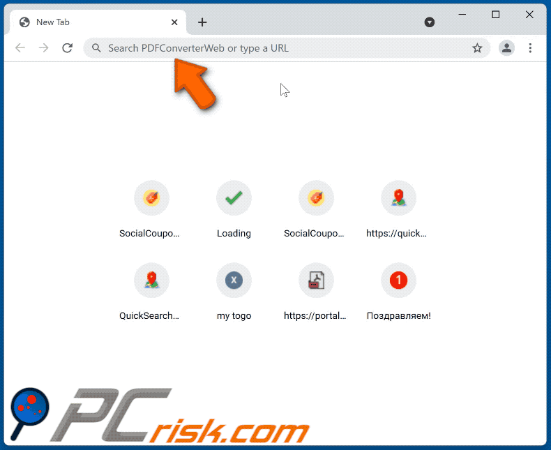 PDFConverterWeb browser hijacker redirecting to nearbyme.io (GIF)