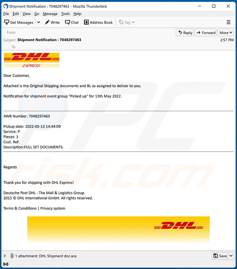 DHL Express-themed spam email spreading FormBook malware (2022-05-12)