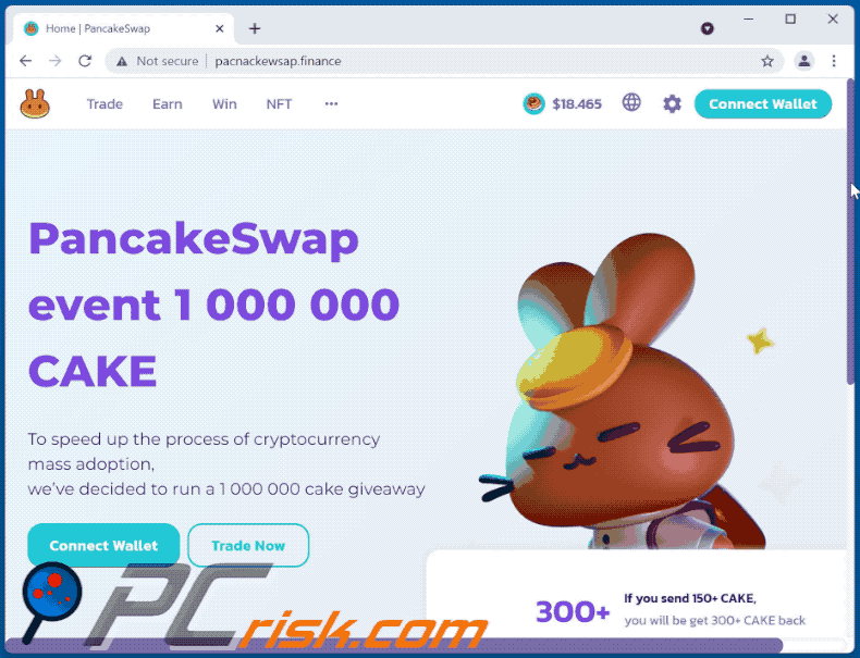 Appearance of PancakeSwap Giveaway scam (GIF)
