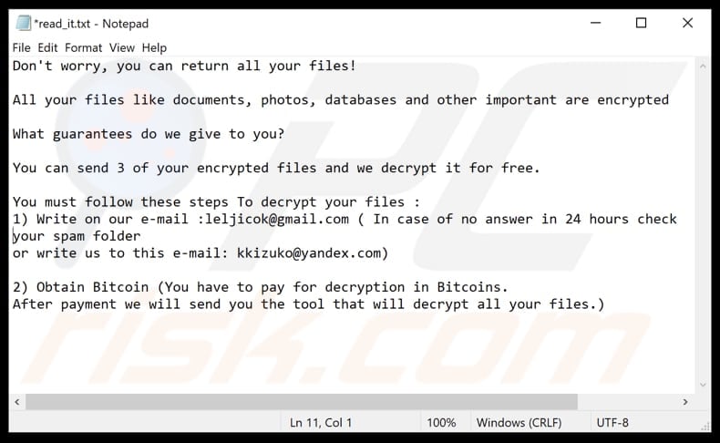 Kriptor ransomware text file (read_it.txt)