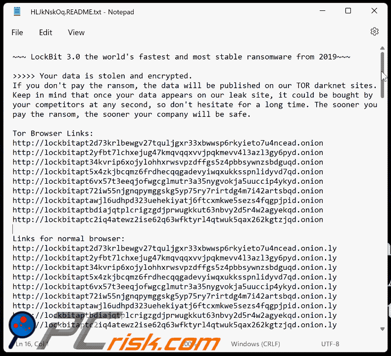 LockBit 3.0 ransomware ransom note appearance