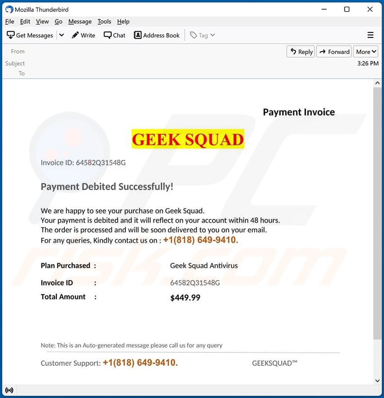 Geek Squad Email Scam (2022-08-30)