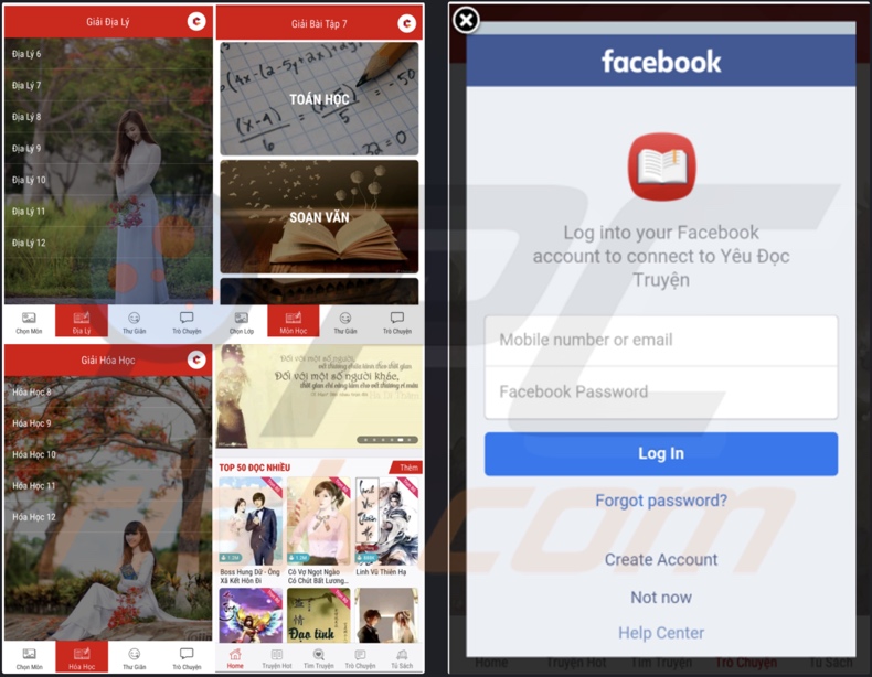 Schoolyard Bully malicious apps and Facebook log-in prompt