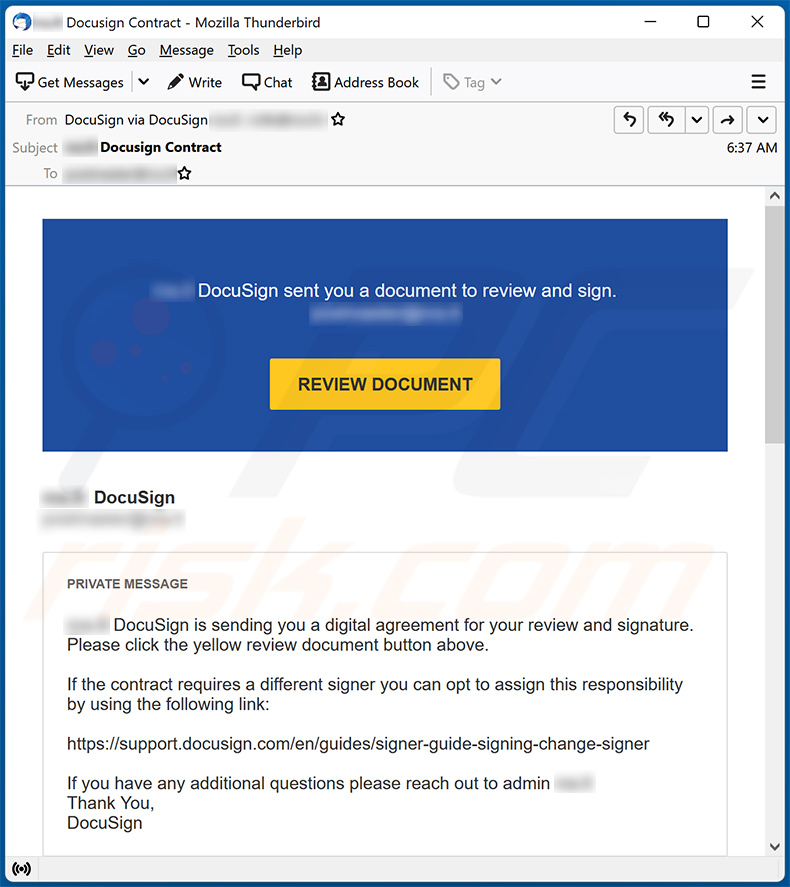 DocuSign-themed spam email (2023-01-11)