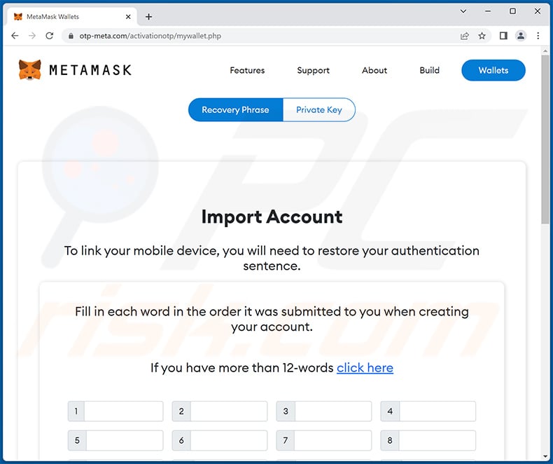 Phishing site promoted via MetaMask-themed spam email (2023-01-25)