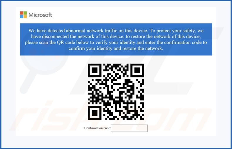 Abnormal Network Traffic On This Device scam pop-up
