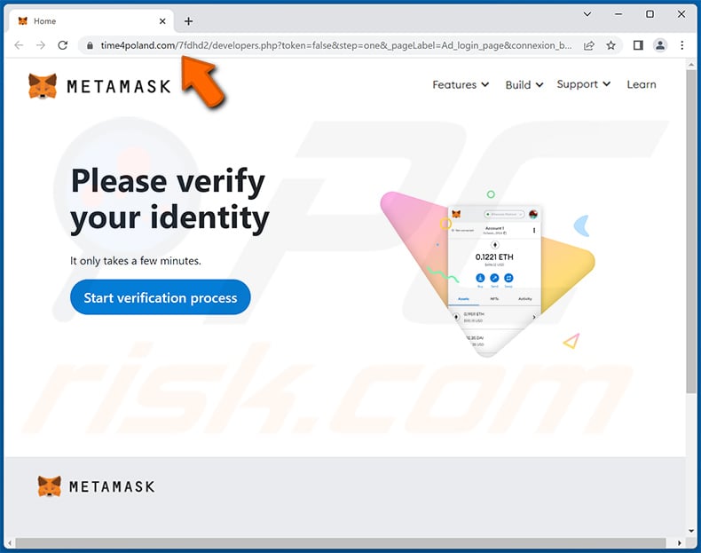 Phishing site promoted via MetaMask-themed spam email (2023-04-25)