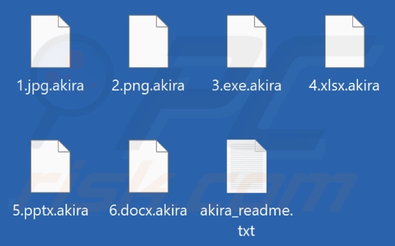 Files encrypted by Akira ransomware (.akira extension)