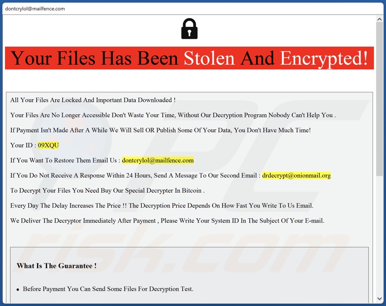 DontCryLol ransomware ransom note (ReadMe.hta)