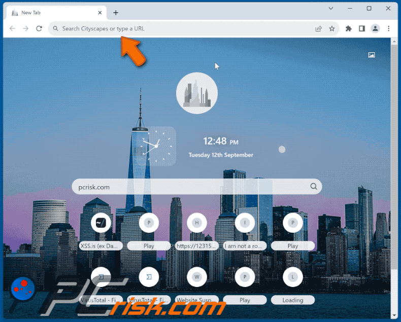 Cityscapes browser hijacker redirecting to Bing (GIF)