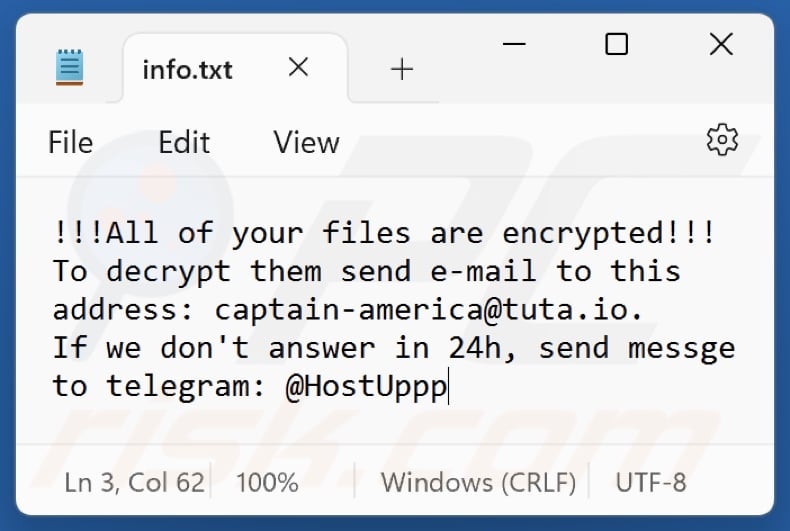 Deep (Phobos) ransomware text file (info.txt)