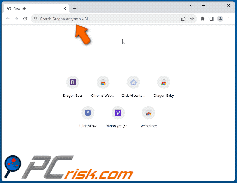 Dragon Baby browser hijacker redirecting (via searchokay.com) to Bing (GIF)