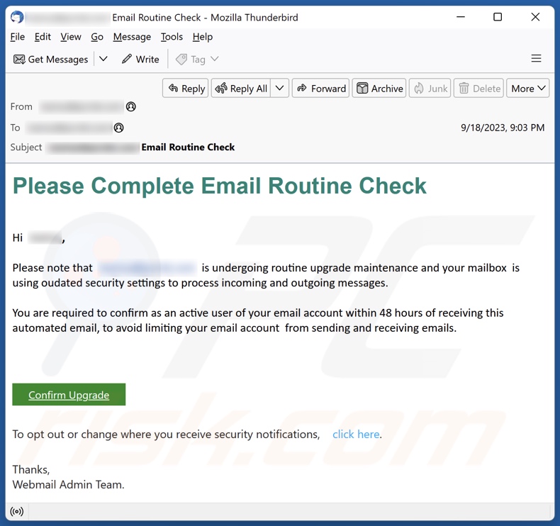 Email Routine Check email spam campaign
