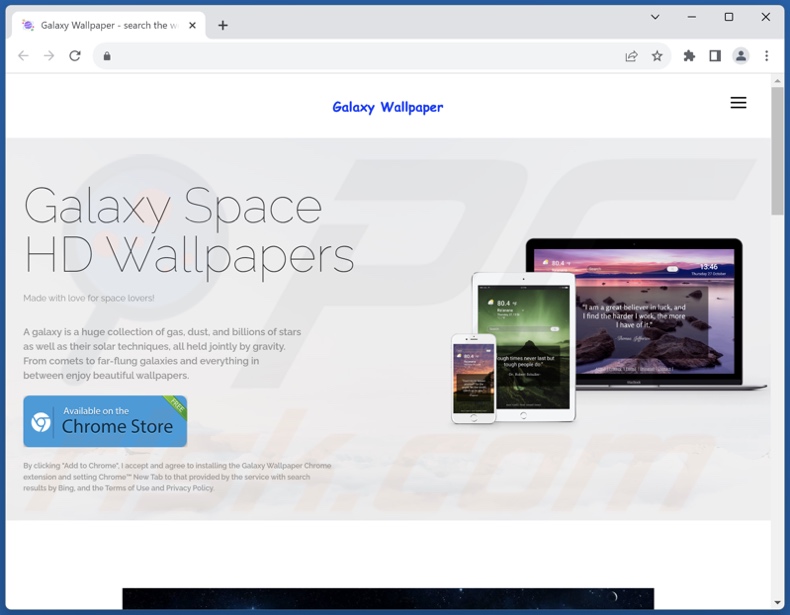 Website used to promote Galaxy Tab browser hijacker
