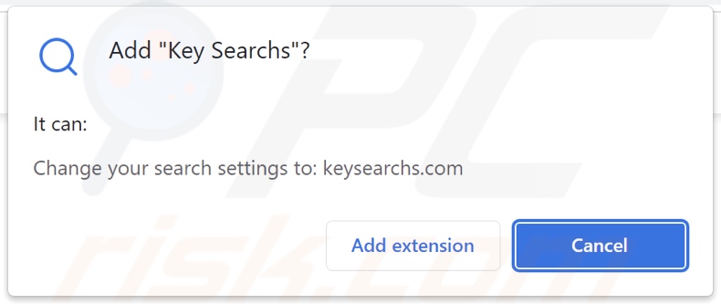 Key Searchs browser hijacker asking for permissions