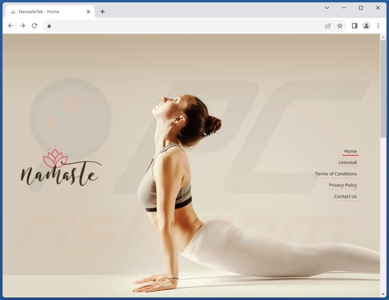 Website used to promote Namaste Tab browser hijacker