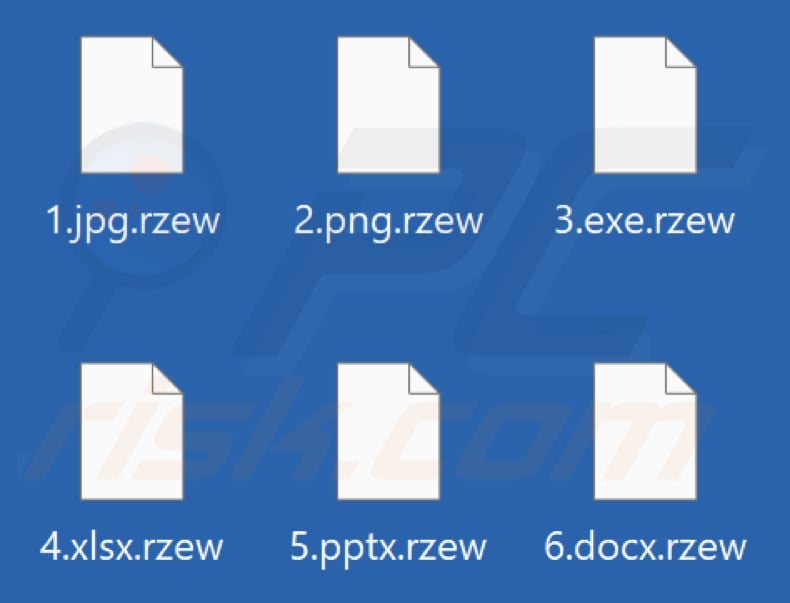 Files encrypted by Rzew ransomware (.rzew extension)
