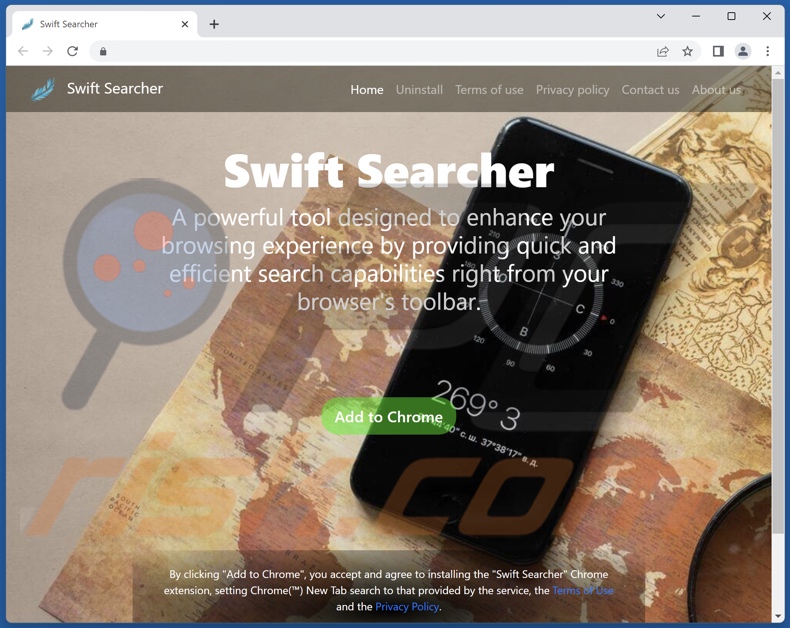 Website used to promote Swift Searcher browser hijacker