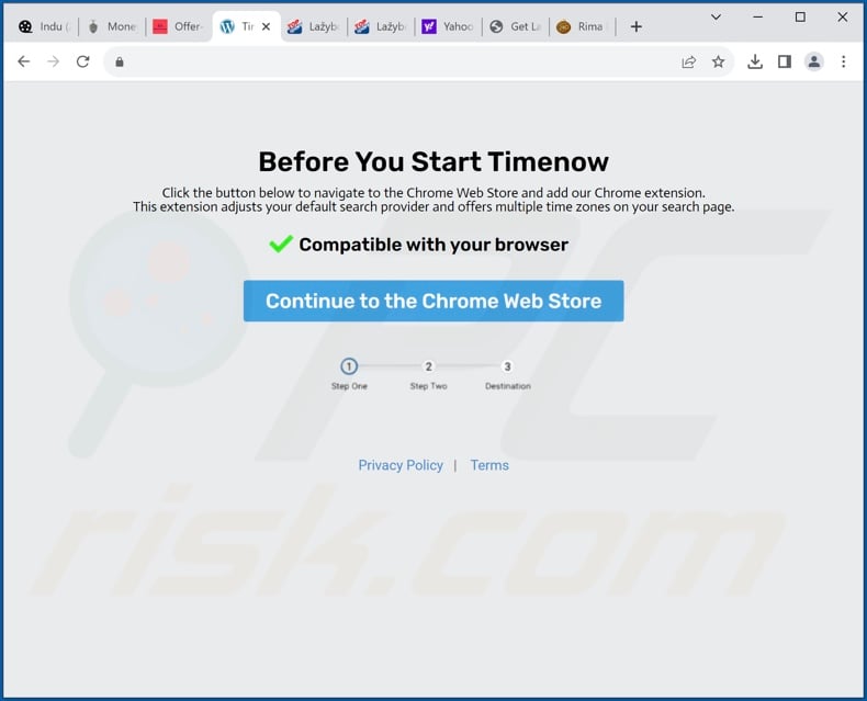 Deceptive website used to promote TimeNow browser hijacker