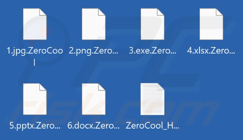 Files encrypted by ZeroCool ransomware (.ZeroCool extension)