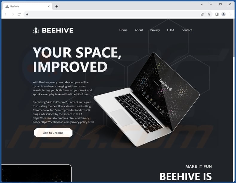 Website used to promote Bee Hive browser hijacker