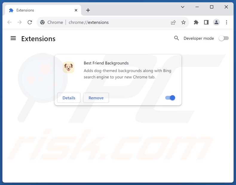 Removing bestfriendbackgrounds.com related Google Chrome extensions