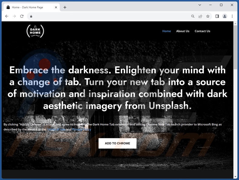 Website used to promote Dark Home browser hijacker
