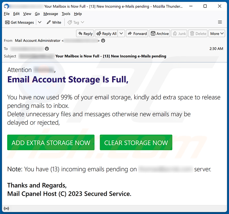Email Account Storage Limit Is Almost spam (2023-10-26)