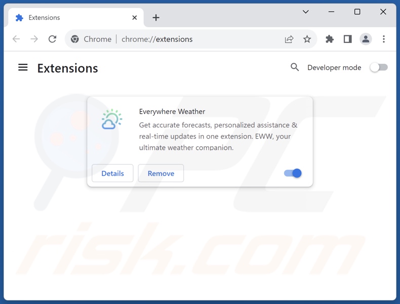Removing goog.everywhere-weather.com related Google Chrome extensions