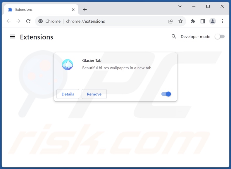 Removing glaciertab.com related Google Chrome extensions