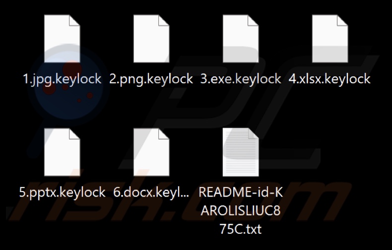 Files encrypted by Keylock ransomware (.keylock extension)