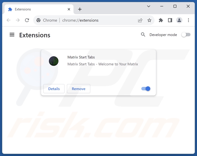 Removing matrixstarttabs.com related Google Chrome extensions