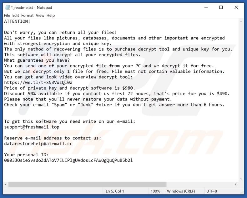 Mlza ransomware text file (_readme.txt)