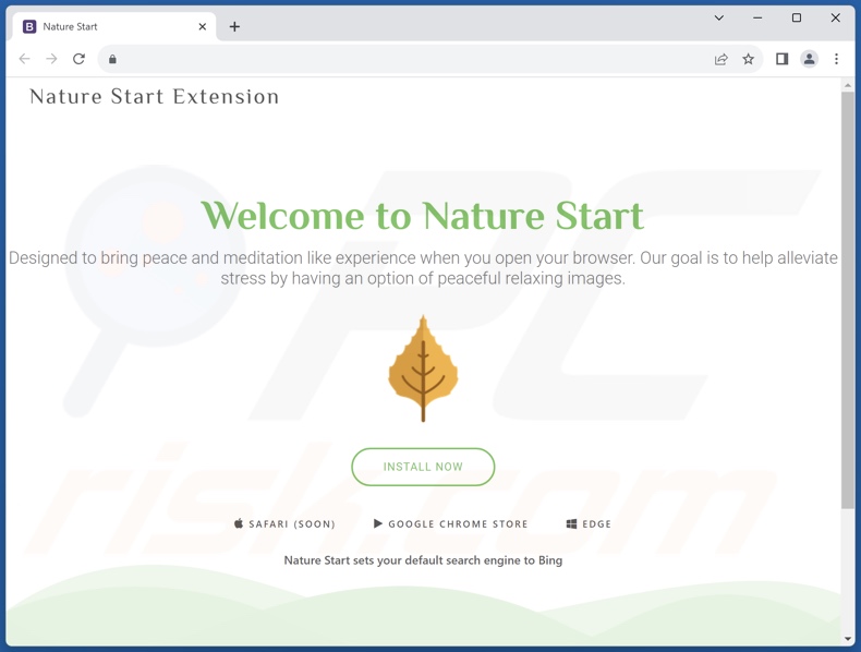 Website used to promote Nature Start browser hijacker