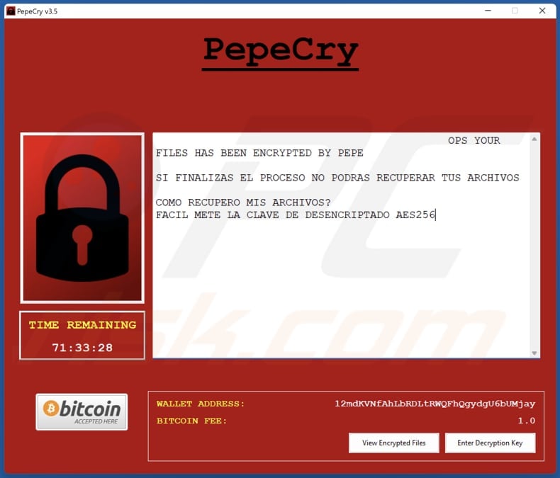 PepeCry ransomware ransom note