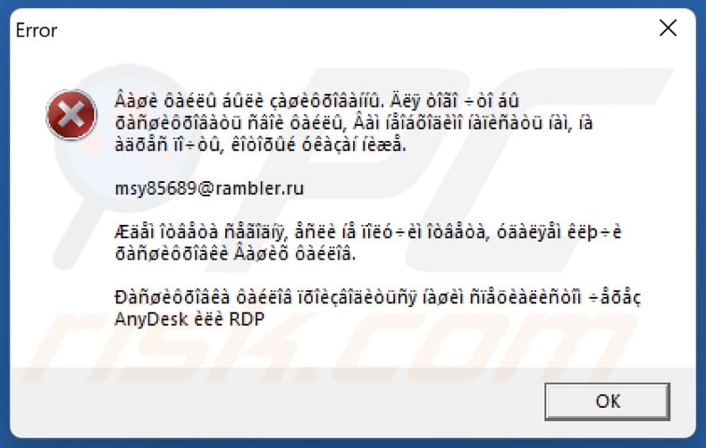 Th ransomware error window