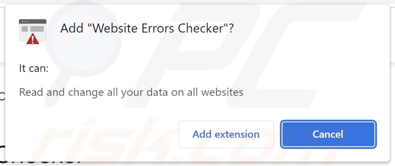 Website Errors Checker adware asking for permissions