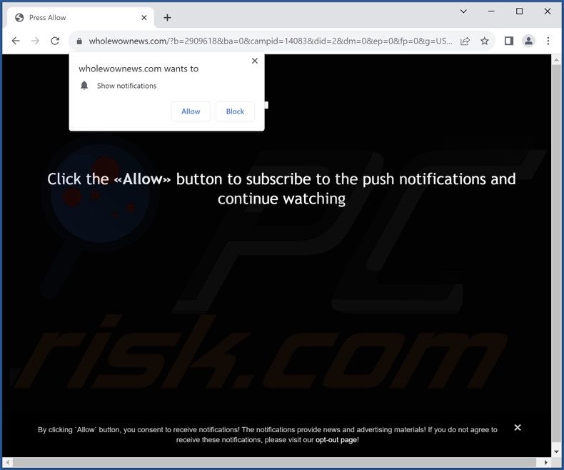 wholewownews[.]com pop-up redirects