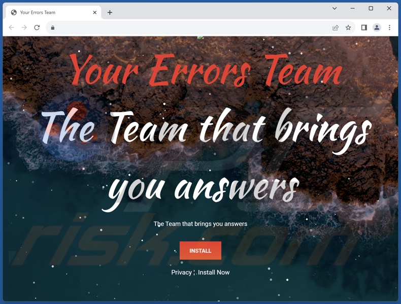Website promoting Your Errors Team adware