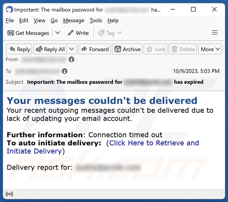 Your Messages Couldn't Be Delivered email spam campaign